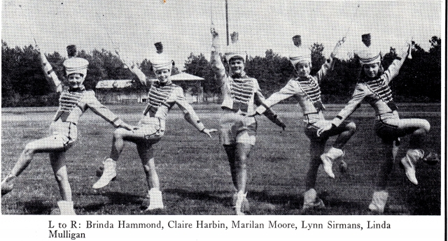 Majorettes - L to R Brinda Hammond, Clair Harbin, Marilan Moore, Lynn Sirmans, Linda Mulligan
