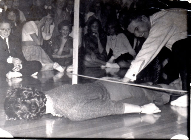Sandee and Johnny doing the limbo at the WPLO sock hop that Avondale won. And Johnny was the real winner.