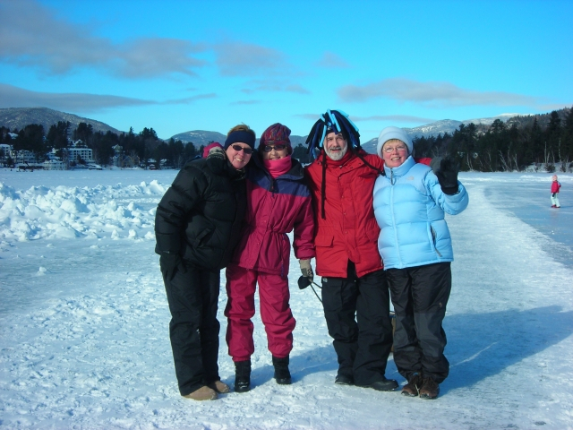 Cindi Shaw Kromberg, Bobbi Shaw McKinney, Steve & Patti Craig on Lake Placid