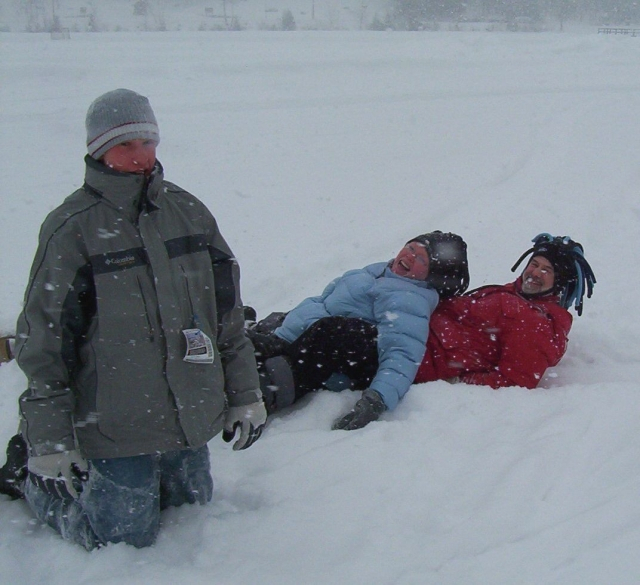 Pat and Steve Craig tobogganing in Placid with Pats nephew