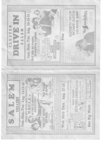 Salem Theatre and
Drive-In Schedule