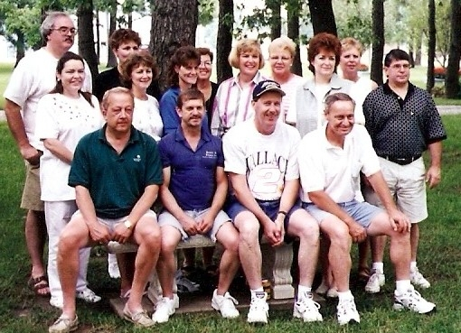 Classmates at Chris Browns home.
FR Jim Davidson, John Bell, Mike Vieira & Chris Brown
2nd Row X, Karen Burris, Barb Schoonover, Mary Anne Pruden,Jeannell Charman, Mick McGuire
BR Bruce Porter, Nancy Meyer, Janet Pratt, Carolyn Arnold and Rhae Alvis
