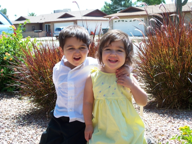Ken Greens grandchildren, Christopher (3) and Maggie (2)