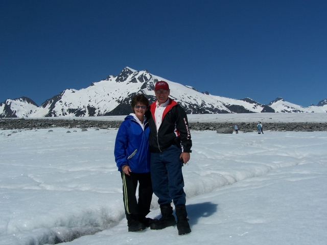 Barb Schoonover and Chris Brown - helicopter trip Juneau ice field