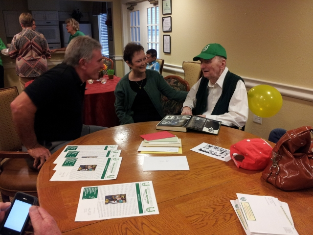 Alumni celebrating Mr. webbs 90th birthday with Rusty Ward, Jan Webb Rash, Mr. John Webb 10.28.13