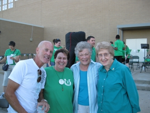 Tim Brennan, Ana Pettit, Helen Schrickle, Jane Ellis at the homecoming, 9/2012.