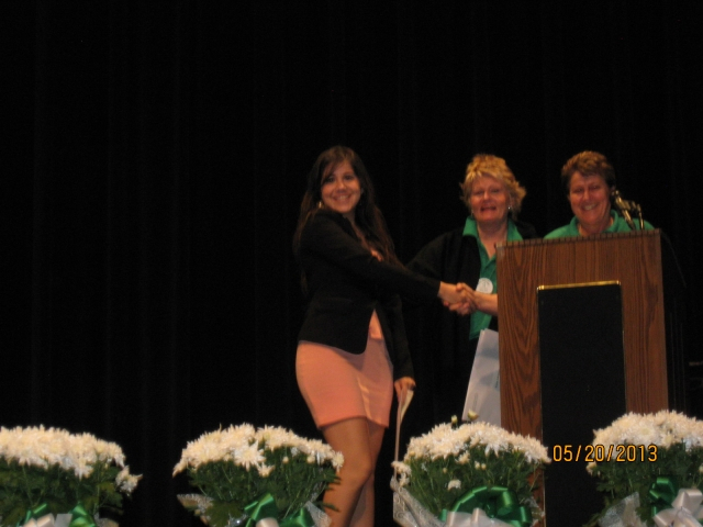 Alumni present 5, $1000 scholarships to graduating seniors on May 20, 2013 presenting the awards, Ana Pettit, President and Dee Dee Winter Vice President of the Alumni Association
