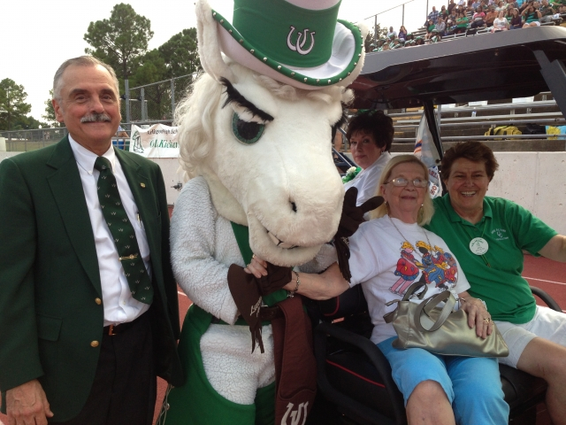 Homecoming, 9.13.13, escorting the 2013 Distinguished Colt Alumni to the football field to be recognized with Don Mebus, Fran Jennings, Little Arlie, Ana Pettit