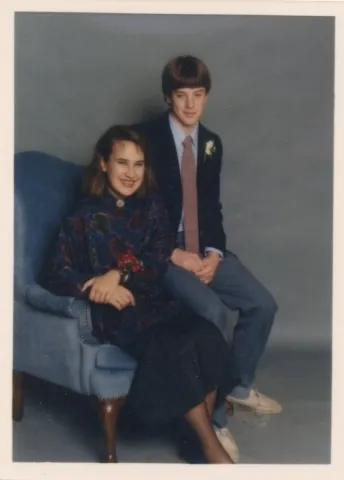 Penelope Favor and Chris Canfield at a winter dance