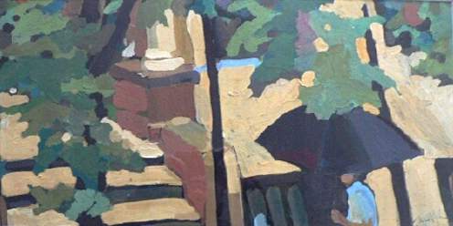 Mike Johnson Summer Rain, Makes Me etc. 24 X 11 Casein on Paper 1987