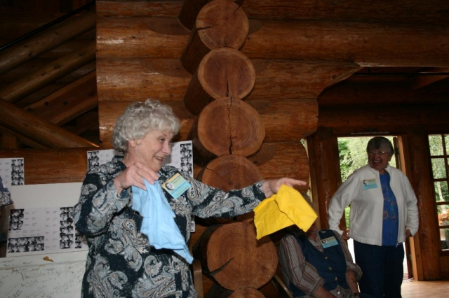 Lois Harwood (Lagerstedt) Leading a cheer and school song