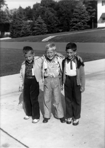 1st day of school; Rand Levy, Alan Strand and Michael Shapiro leaving home for our very first day of school. This would have been Kindergarten at Fern Hill.