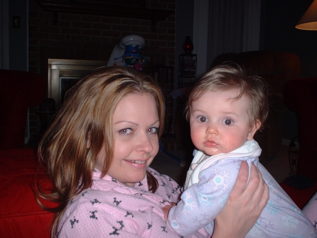 And then there was Sam! Clowing around in our PJs...Shari Stuart-Bell and dauther Samantha