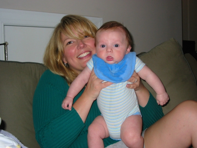Amy and Davis at 1 month old (proud mommy)