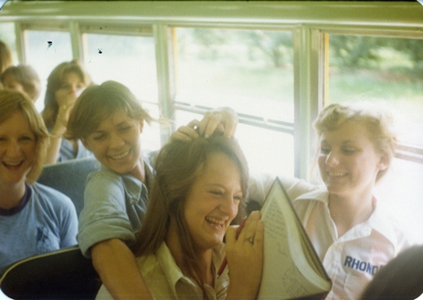 Jan Clowers, Kathi Barnes, Kathy Edmondson & Rhonda Jones coming back from Folly Beach end of Senior year.