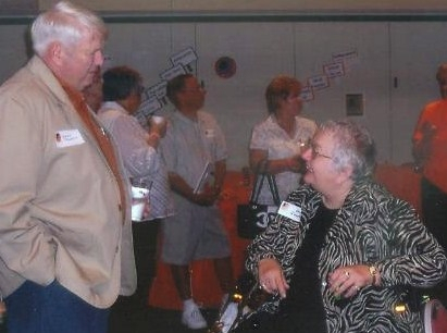Larry Byrd (Susan Bartschs hubby) chatting with Alice Campbell at Overland Park Grade School Reunion