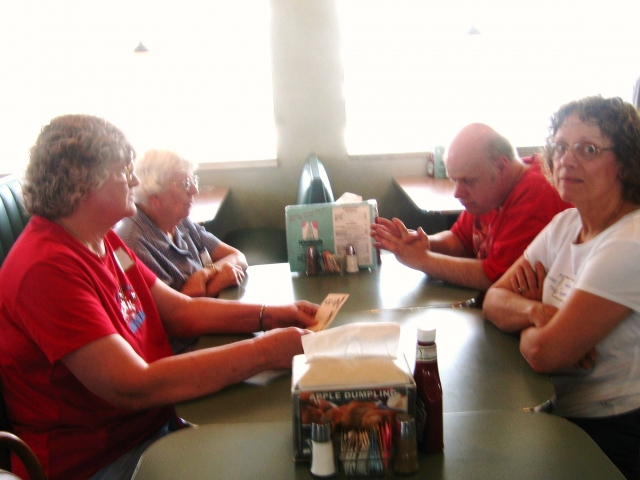 Jana Rae Anderson Corbin, Virginia Anderson, Kyle, George Ann Anderson Kai 3 generations enjoying lunch at Winsteads 