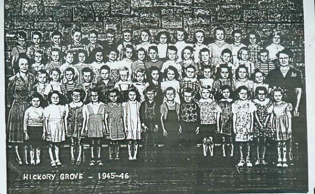 Hickory Grove 1st grade 1945. Submitted by Peggy Willis