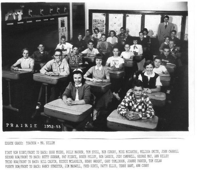 1951 - 53 Prairie Eighth Grade  Teacher Mr. Kellum  submitted by Roger Pulley