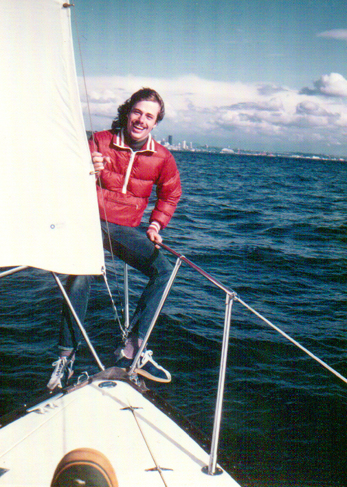 Jeff Asbury sailing on the Scrimshaw