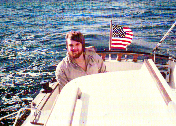 Leonard Stecker sailing on the Scrimshaw