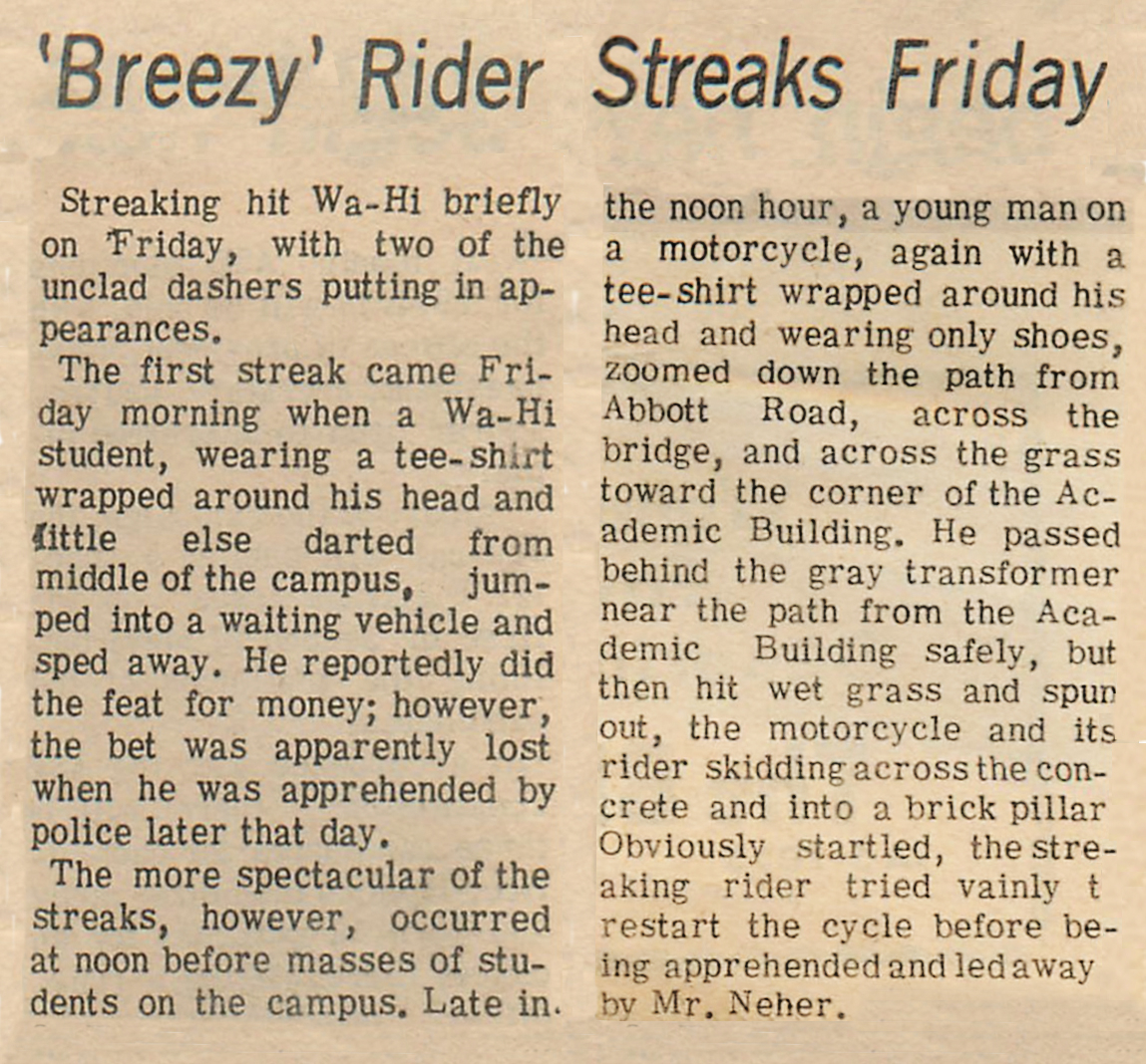 Wa-Hi Journal Streaker Article