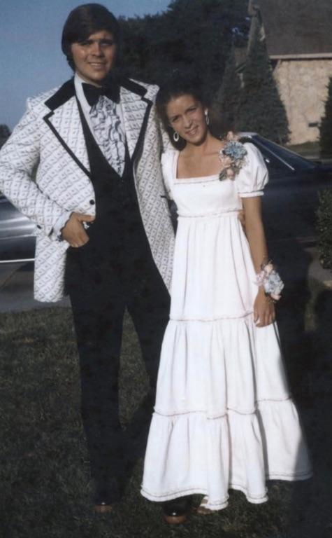 Prom night but we can’t remember if it was hers or mine. Married July 19, 1975, 48 years and counting. We look just the same????
