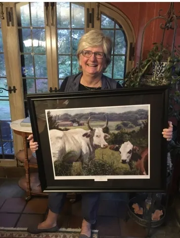 Winner Peggy Miller Birney with Smokie and the Bandit donated by Kerry and Sara Caudle to raffle