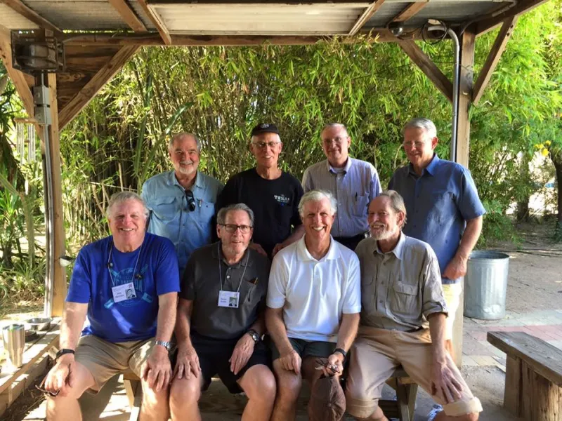 . From back left: Joe Alley, Mike Mahoney, Dennis Lang, Kent Collum,  Guy Herman, Randy Sladek, Brad Hubbard, Bill Allen (aka William Porter)