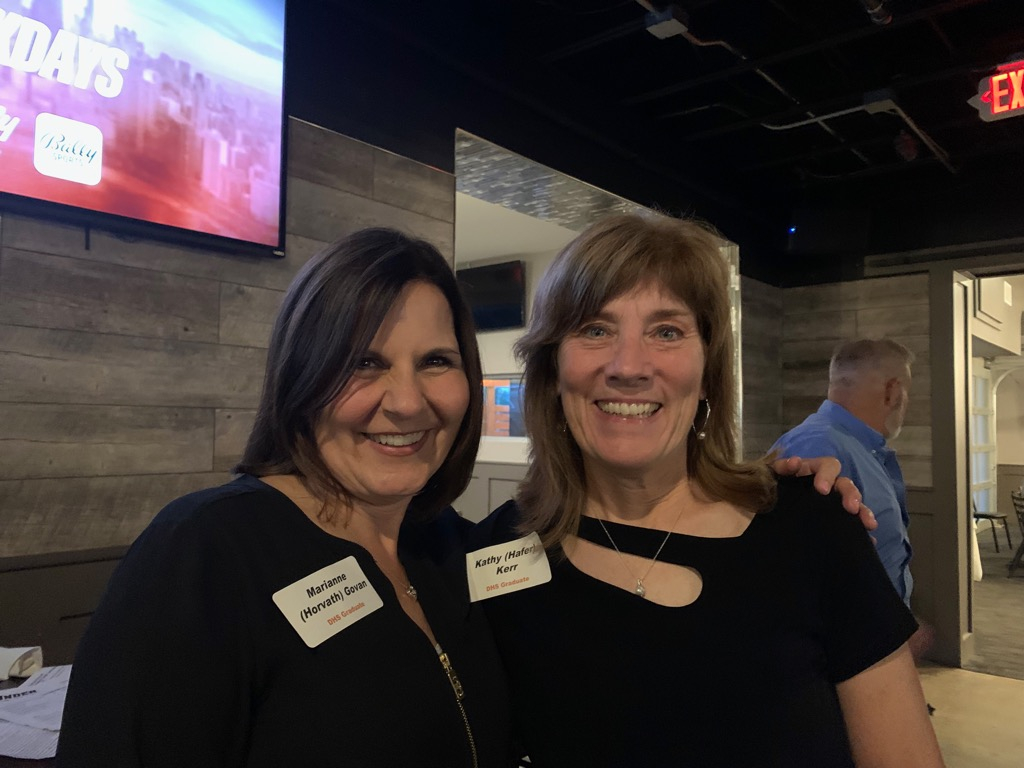 Marianne (Horvath) Govan and Kathy (Hafer) Kerr. A big shout out to Kathy for the decorations! Classmates enjoyed seeing their pictures from the yearbook and from the 20th reunion! Great conversation pieces too. Way to go Kathy!