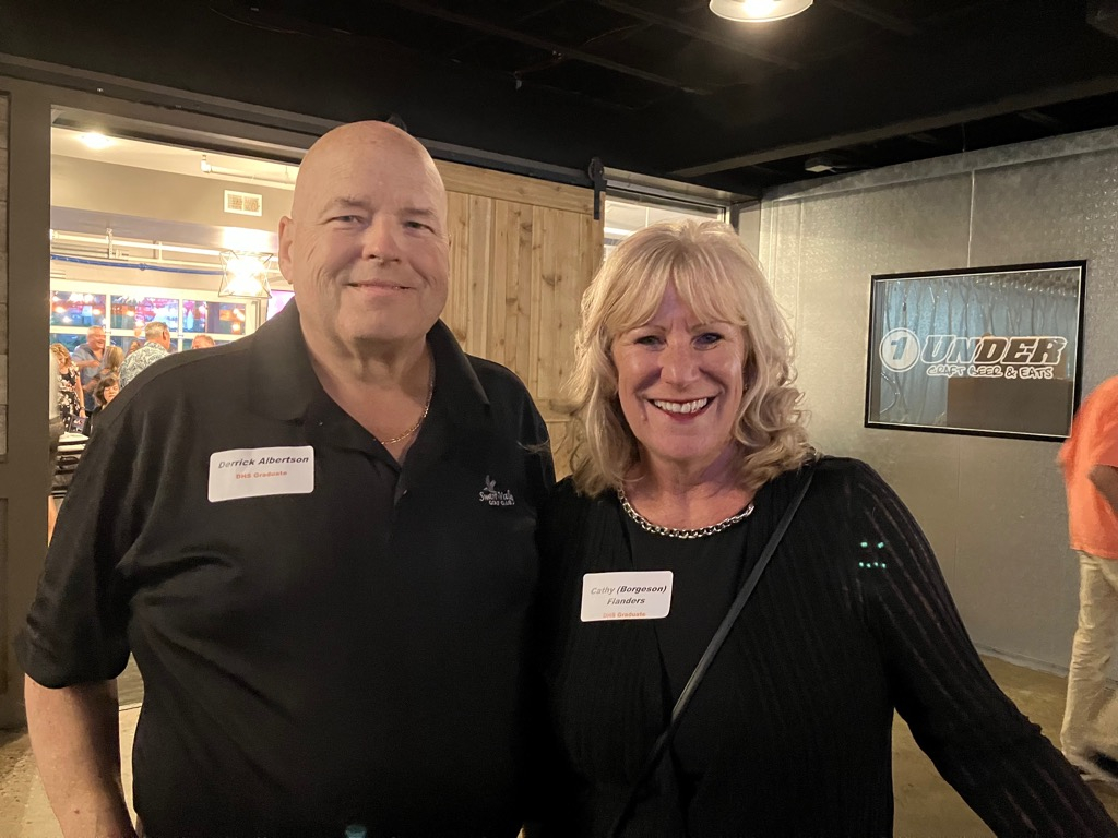 Derrick Albertson and Cathy (Borgenson) Flanders co-workers and classmates! 