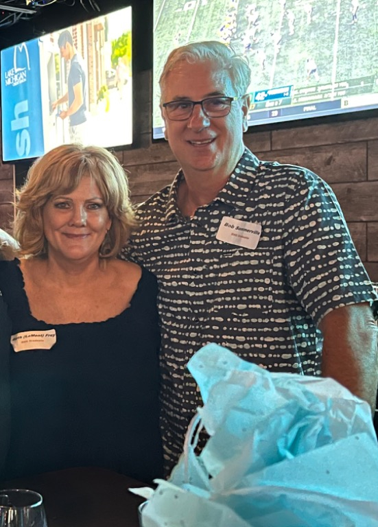 Bob Sommerville and Beth (LaMont) Frey catching up on many memories at One Under!
