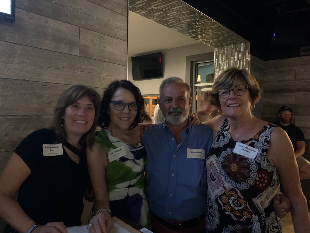 Kathy (Hafer) Kerr, Jill Chapman, Nick Gaina (looking great Nick!) and Diane (Walters) Phillips! A very handsome group!