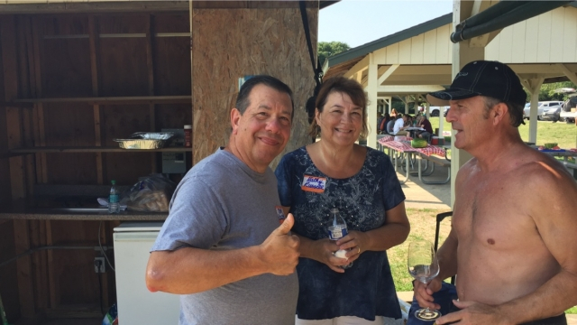 Tom Russel with wife Kathy and Gordy Kosh after a swim!