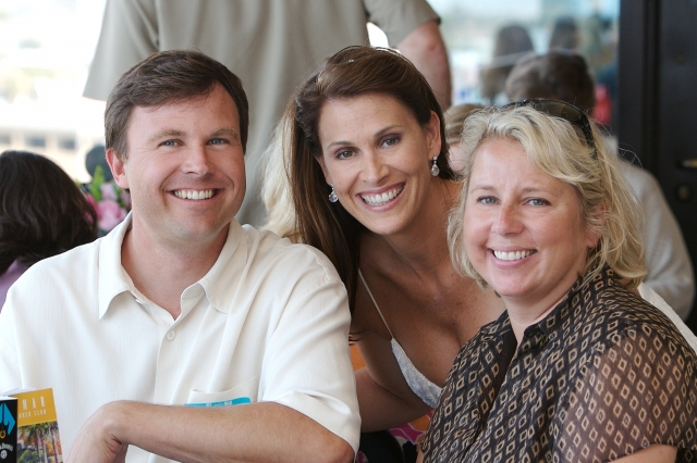 Julie(McCloud) Phillips, Catherine Johnsen and Paul Phillips at the Track party - Aug. 5th 2007
