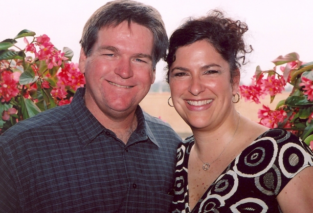 Gayle (Perry) Dockham and her husband, Mark at Catherine (Murano) Johnsens Annual Day at Races in Del Mar.