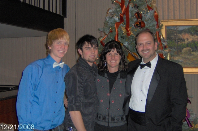 Wright family picture - Christmas 2008 after David had finished singing in a Christmas concert by the Colorado Springs Chorale at Pikes Peak Center with the Philharmonic