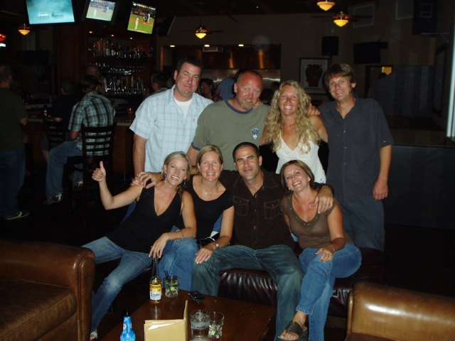 Party Friday Night in Redlands at Charlie Jewells Bar -- Tim Laughlin,Jon Garrett, Jennifer (Miller) Davis, Brian Cox, Debra (Arden) Mason, Jill Miller Green, Pat Hardy & Kim Hodgins