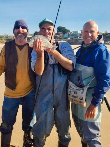 Jon Parker, Scott Hill and Craig Pappas fishing on the beach. Jon, Craig and Scott will be at the 50th Reunion!