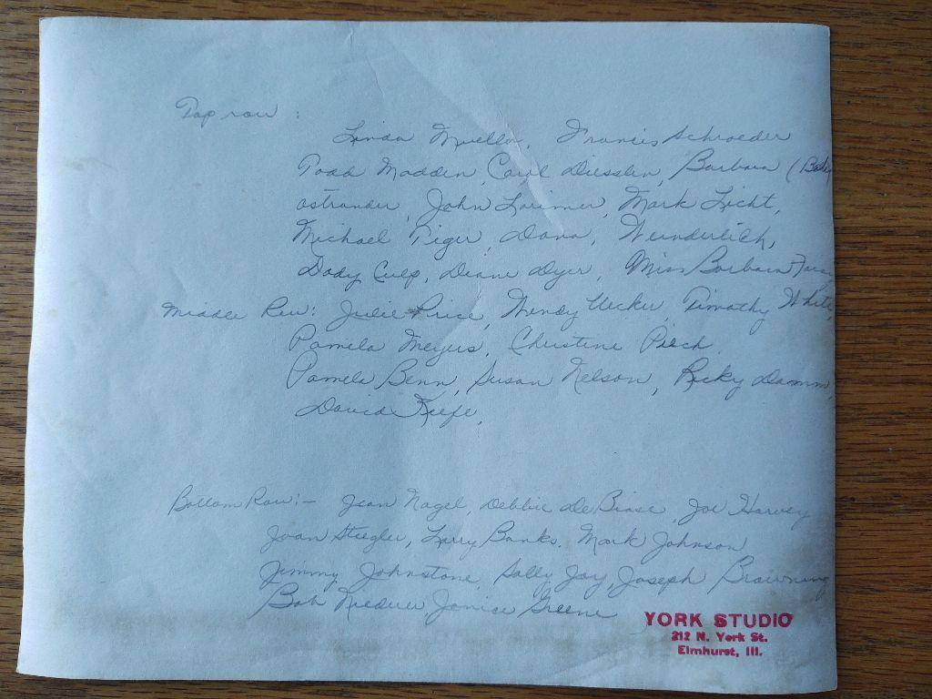 Washington Kindergarten 1958 names