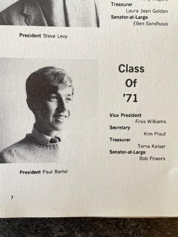 Class President Paul Bartel