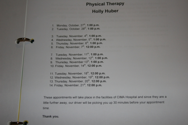 Physical Therapy Schedule