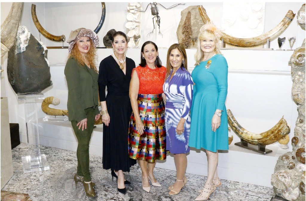 Empress Gilbert, Reveal Party at her Gallery with Patti Flowers, Mad Hatter Chair, Venise Stuart, President, and Party Chairs Joni Krieg and Regina Bruce 2020