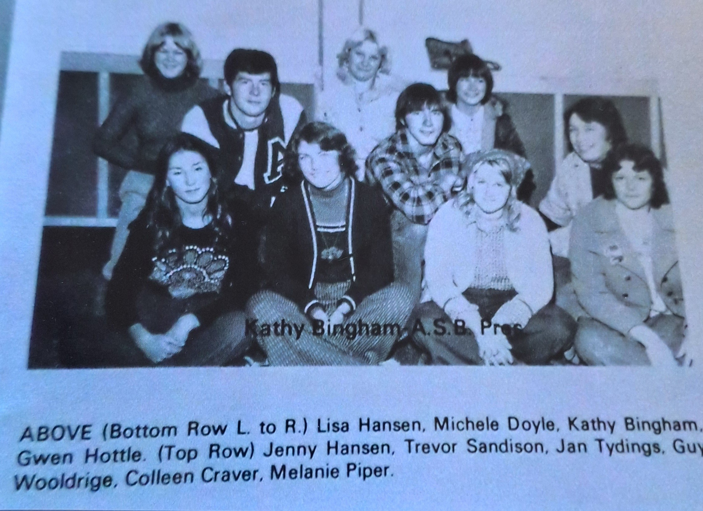 Student council reps PAHS 1974-75