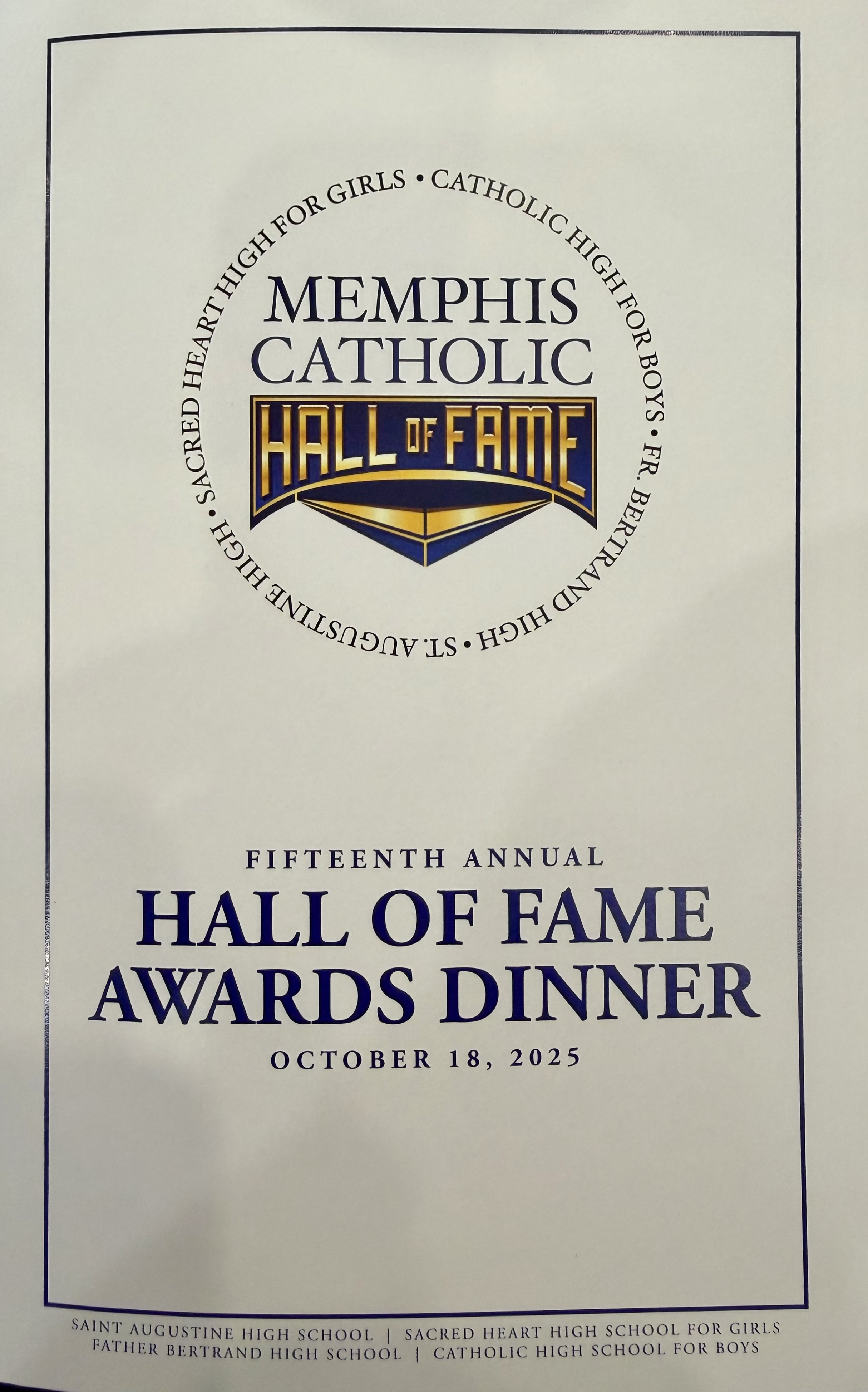 Cover of the 2025 Memphis Catholic Hall of Fame induction program