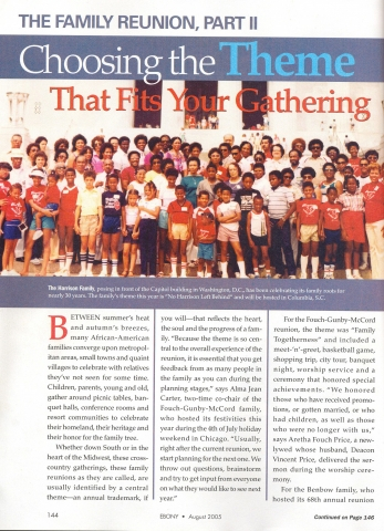 This was the cover page for the story which featured the Harrison Family in Ebony Magazine, 2005.