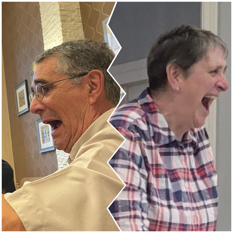 Laughing siblings Conrad Melius and Tami Borcherding