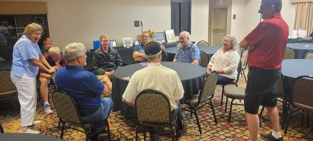 Socializing in party room