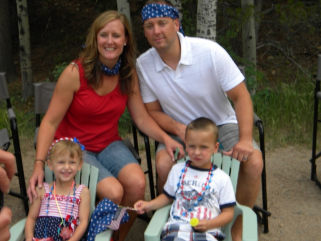 Aaron and Julie with their twins, Lily and Logan.  July 4 2012