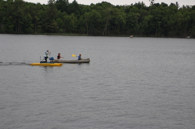 Denise kayaking with the grandkids.